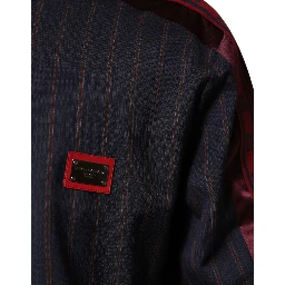 Blue Red Striped Logo Plaque Full Zip Jacket