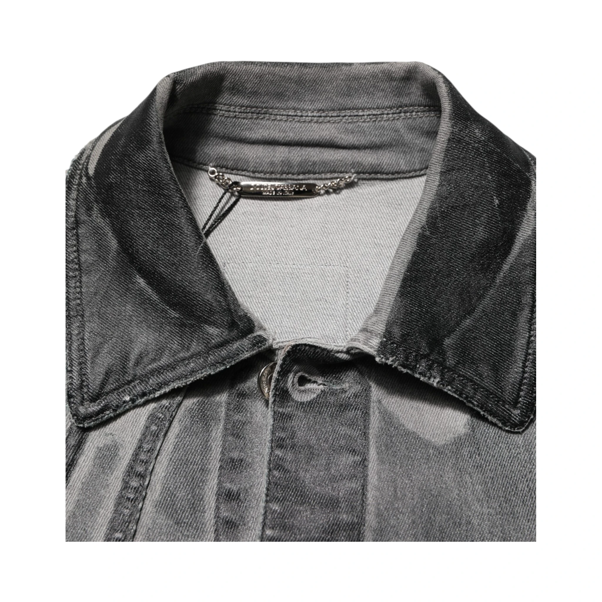 Gray Washed Cotton Stretch Denim Jacket
