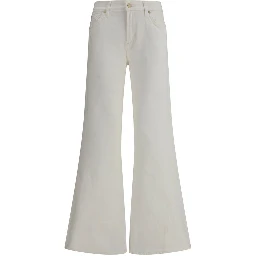 Cream Cotton Flared Jeans