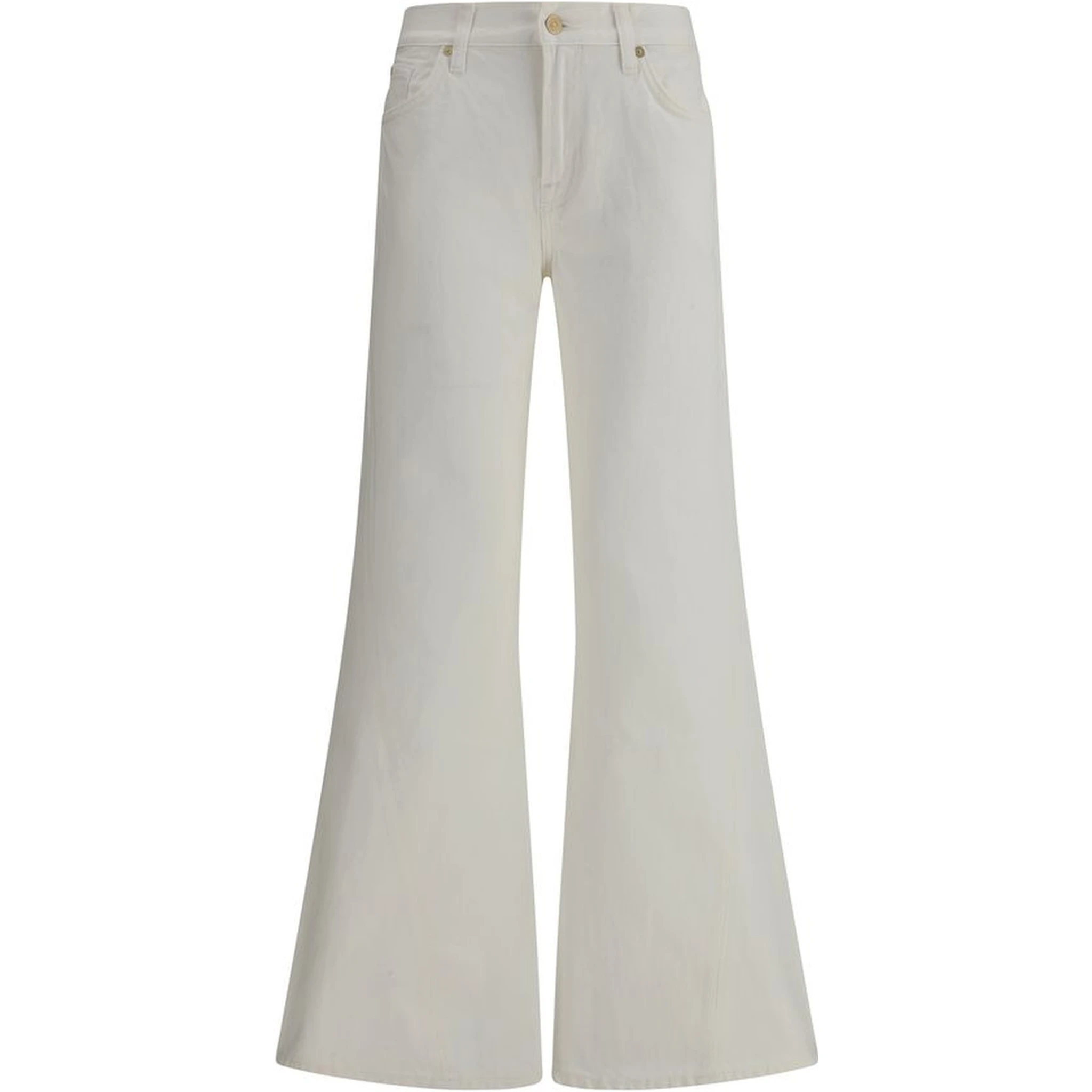 Cream Cotton Flared Jeans