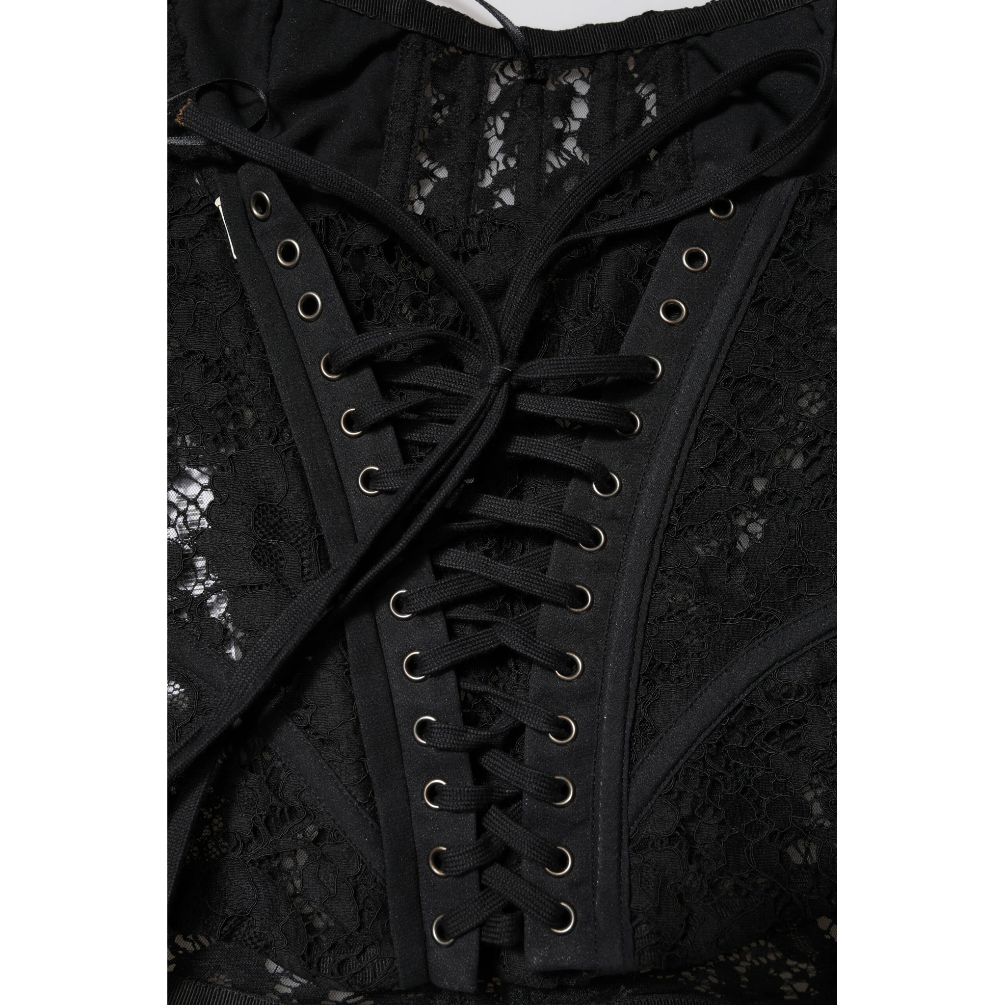Black Strapless Floral Lace Bustier Cropped Top