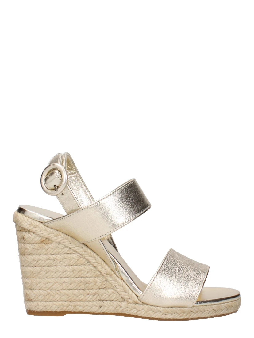 Gold Leather Wedge Sandals