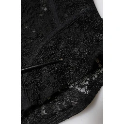 Black Strapless Floral Lace Bustier Cropped Top