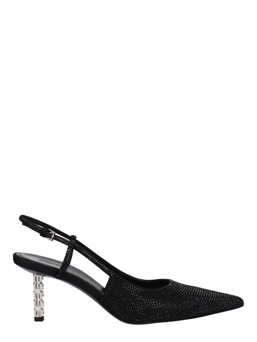 Black Fabric High Heel Pumps