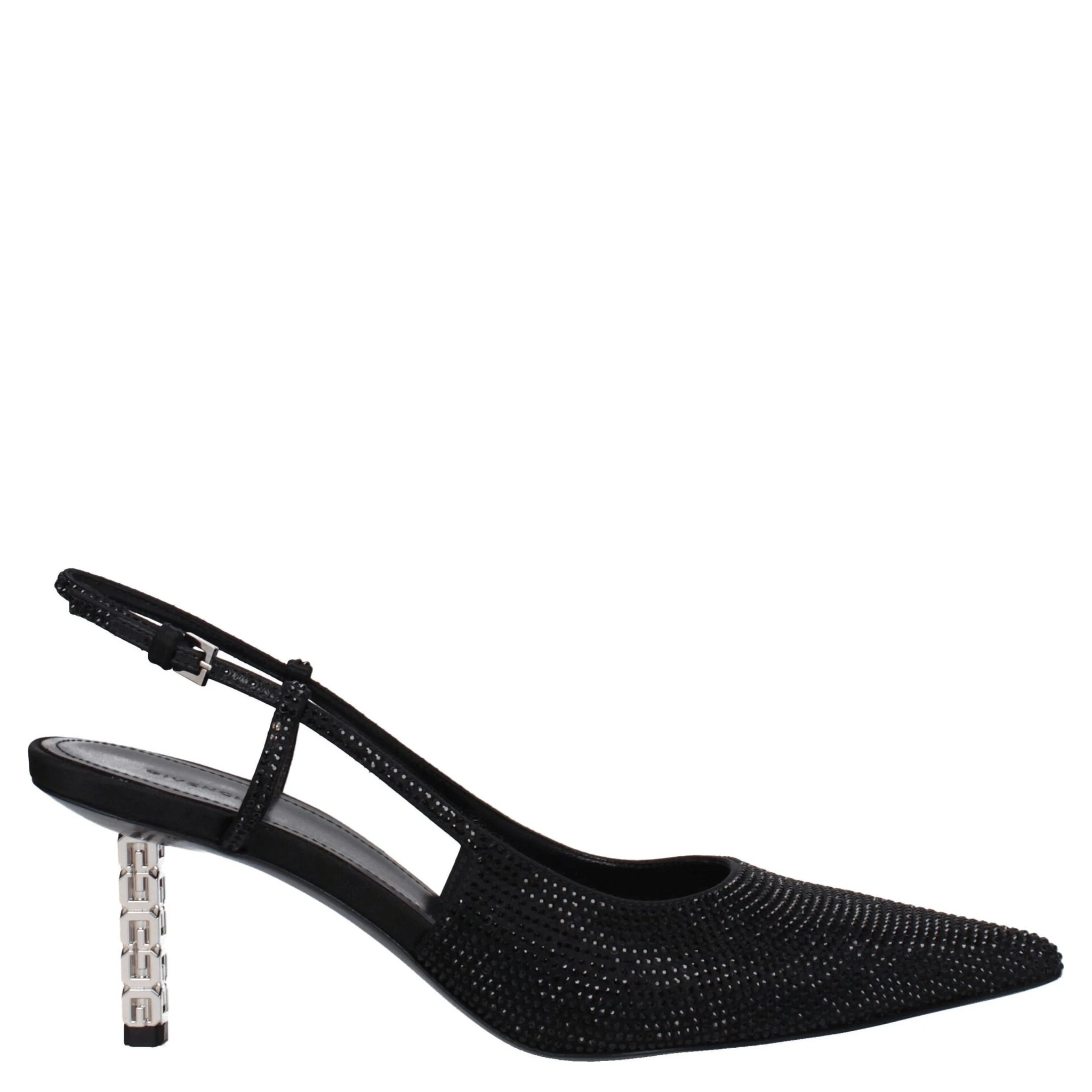 Black Fabric High Heel Pumps