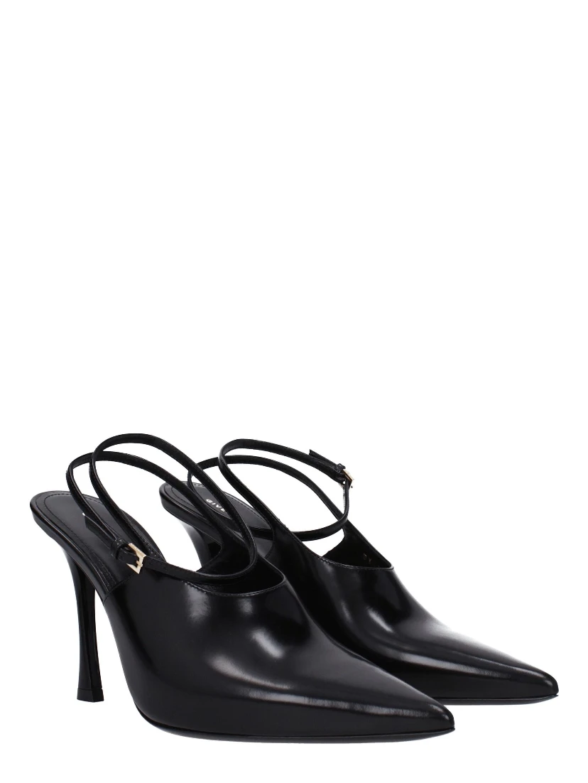 Black Leather High Heel Pumps