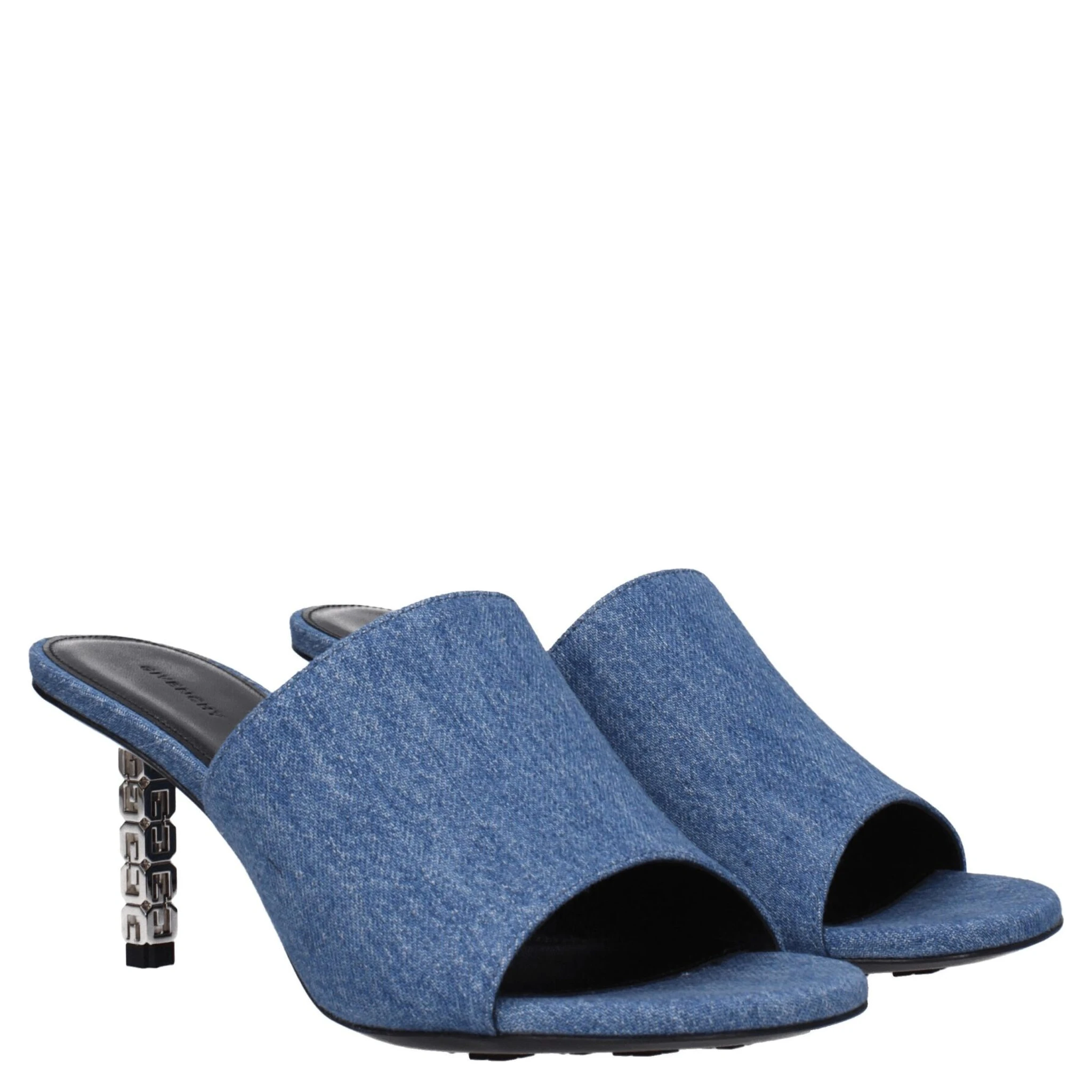 Blue Fabric Platform Sandals