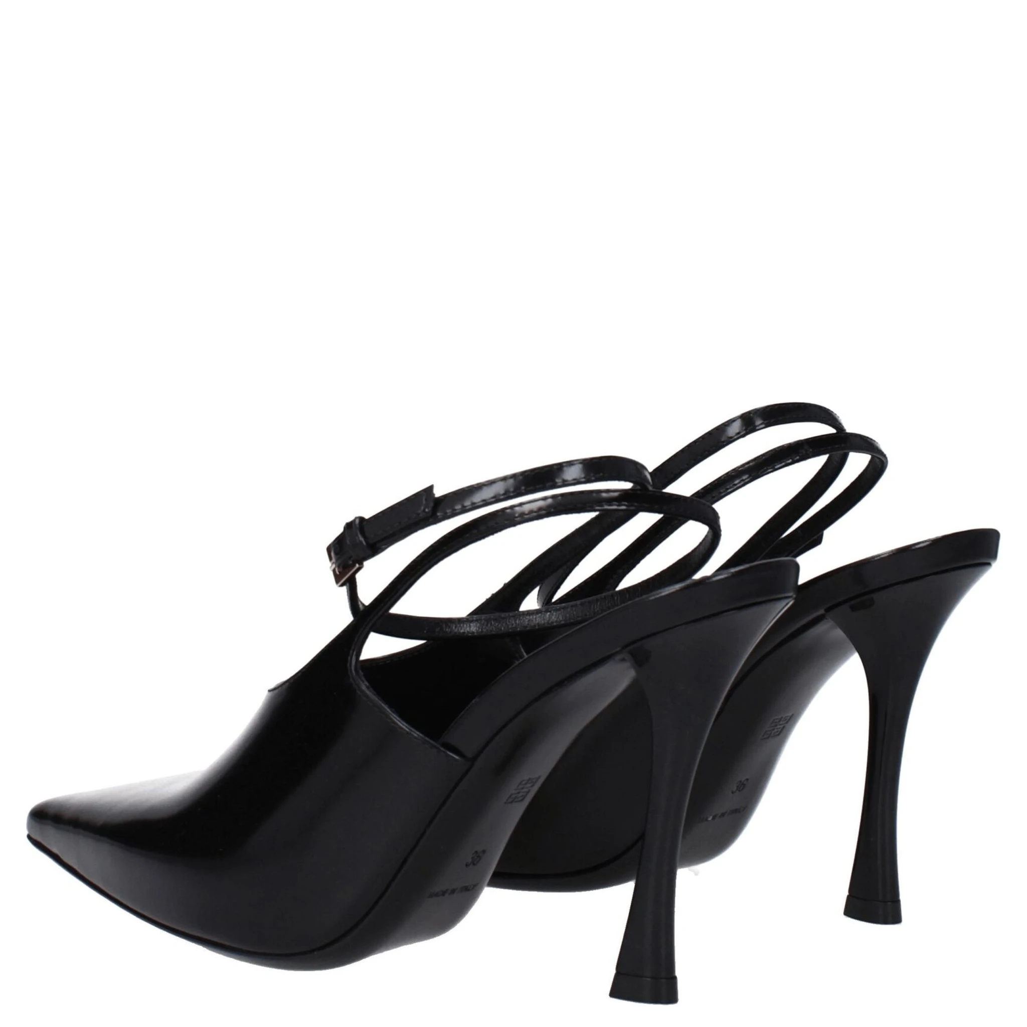 Black Leather High Heel Pumps