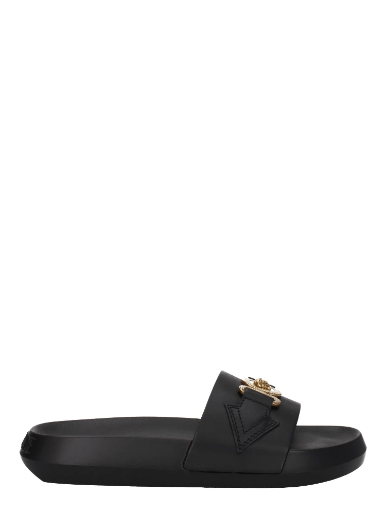 Black Leather Slippers