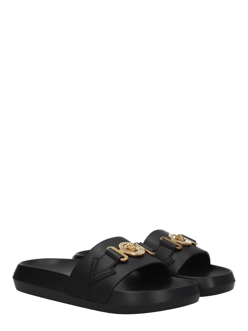 Black Leather Slippers