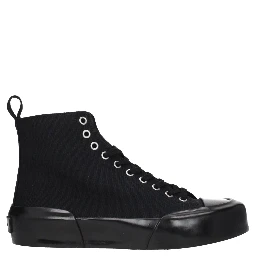 Black Fabric High Top Sneakers