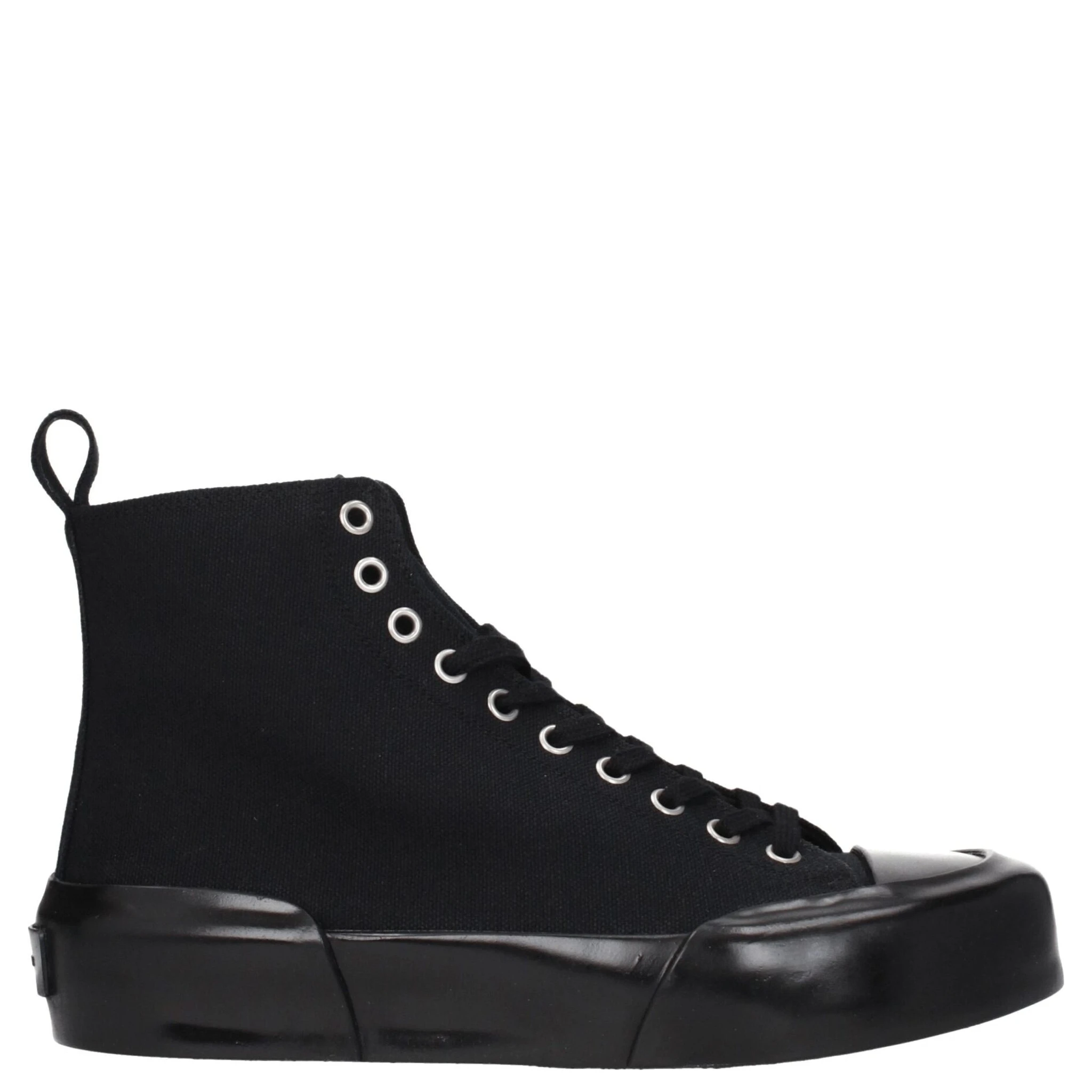 Black Fabric High Top Sneakers