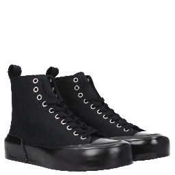 Black Fabric High Top Sneakers