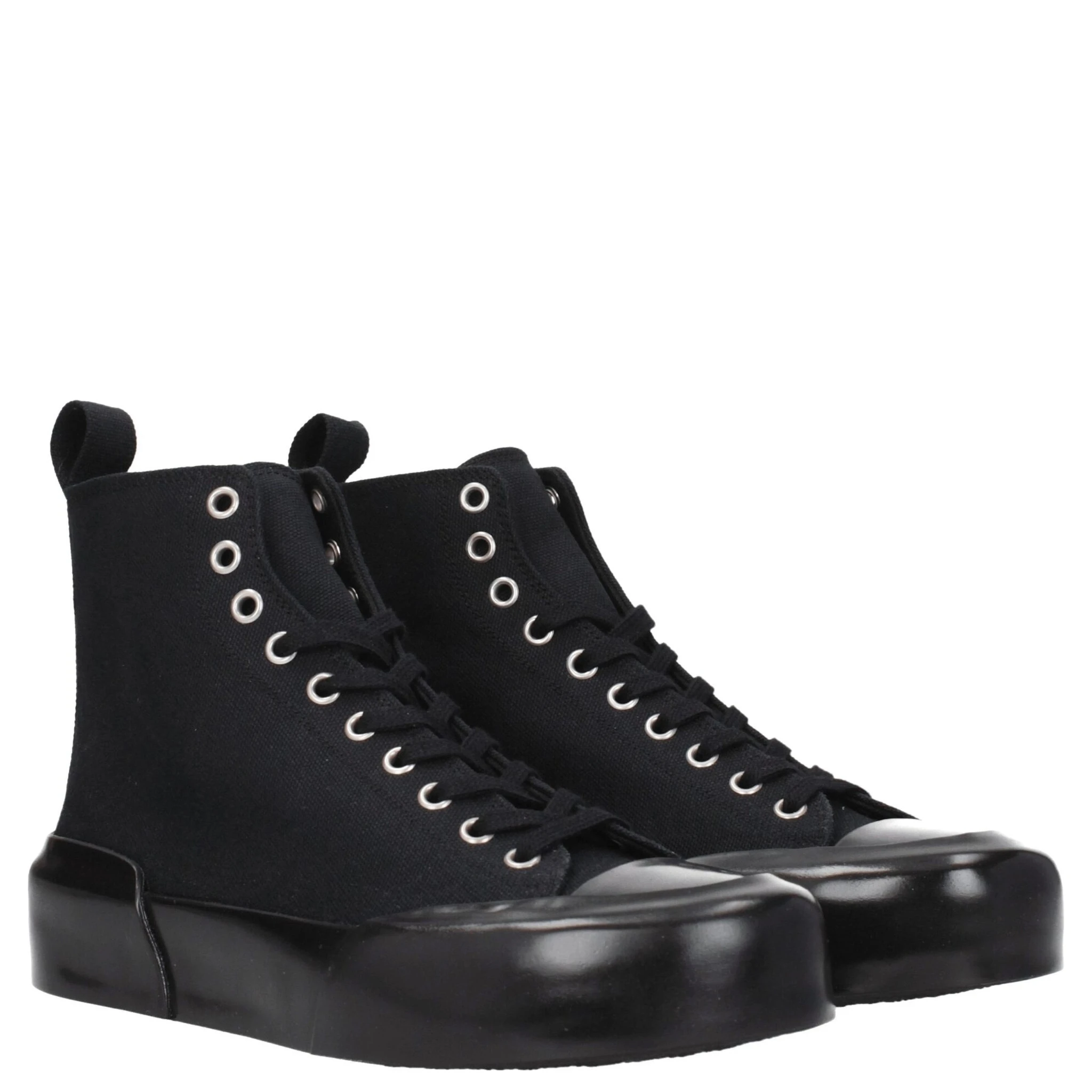 Black Fabric High Top Sneakers