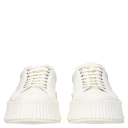 White Fabric Platform Sneakers