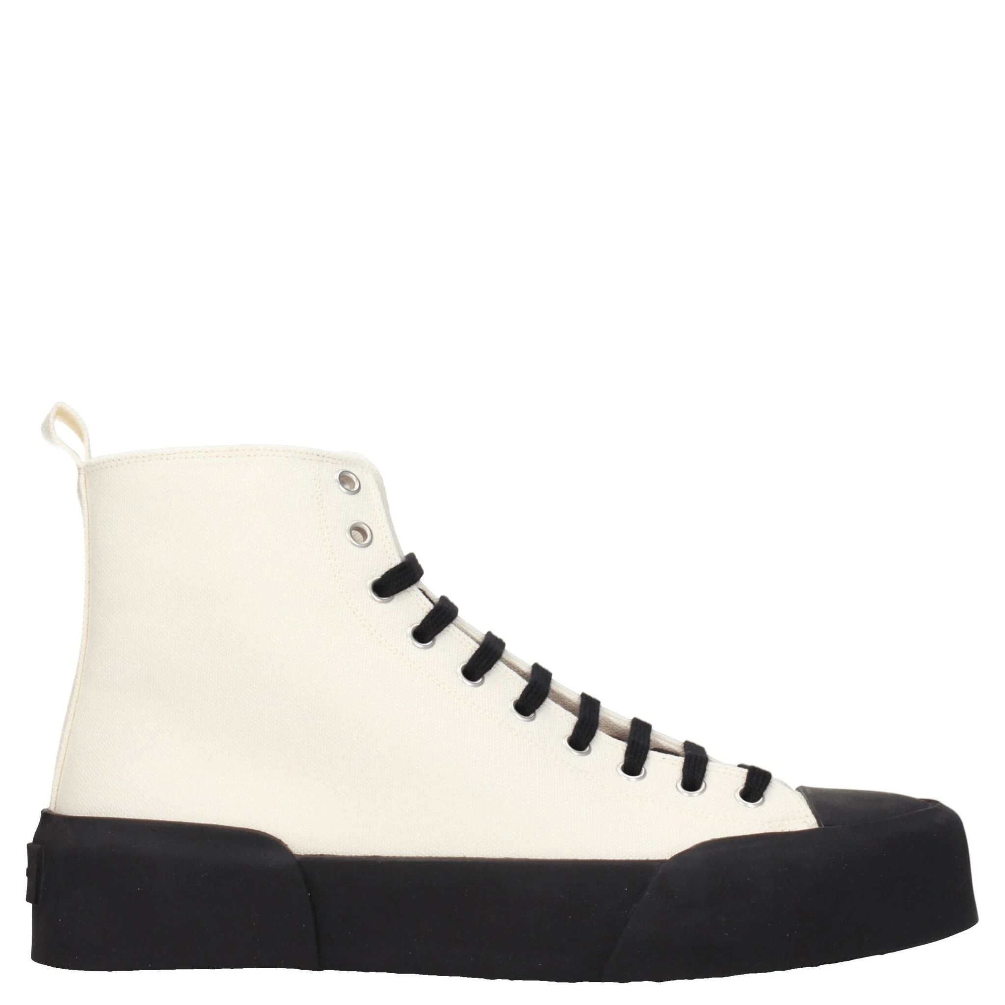 Beige Fabric High Top Sneakers