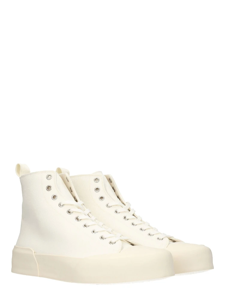Beige Fabric High Top Sneakers alternative