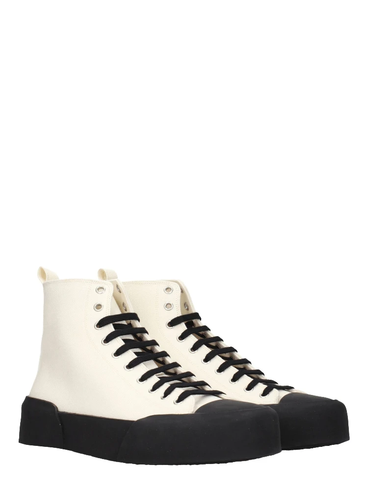 Beige Fabric High Top Sneakers alternative