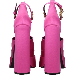 Pink Satin Platform Sandals