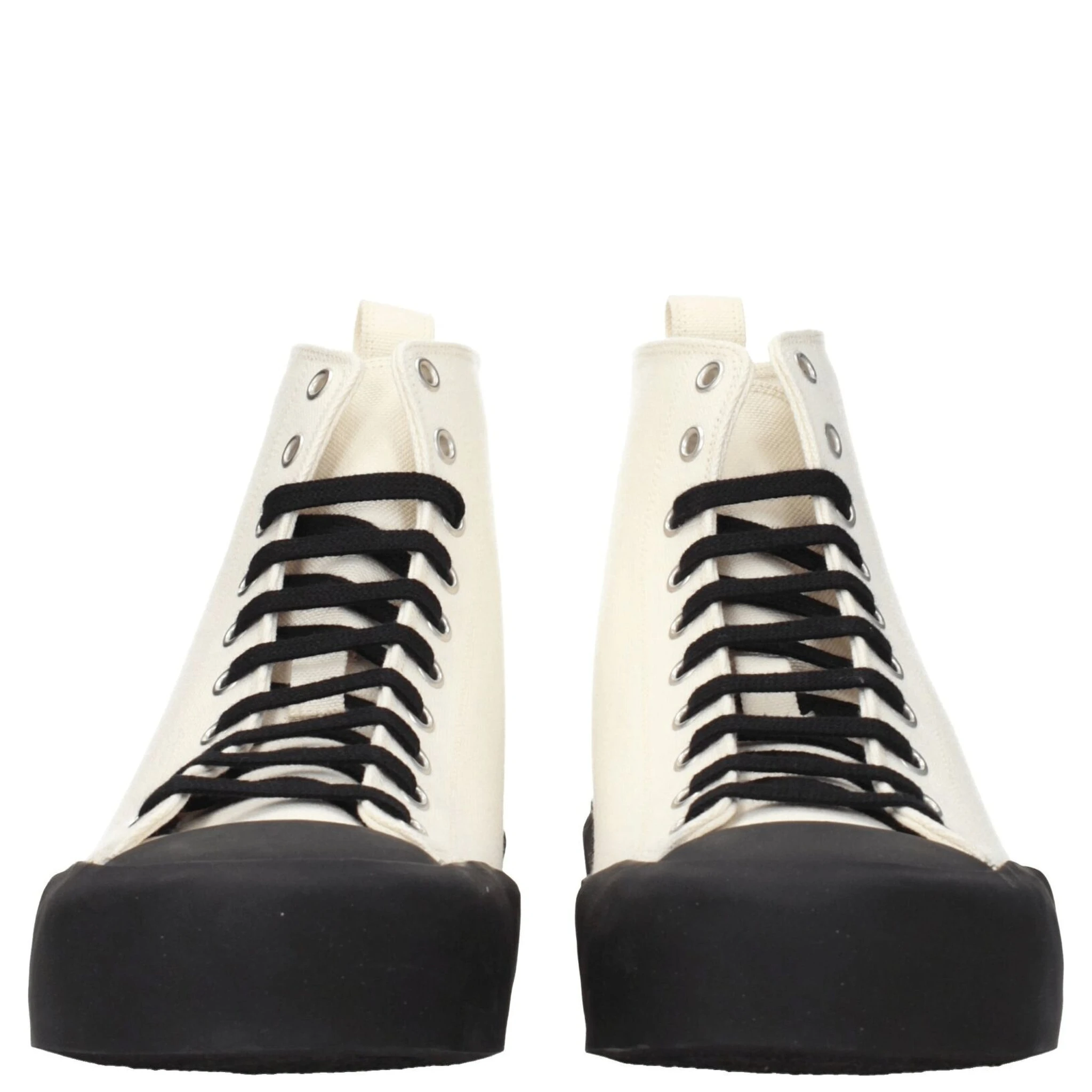Beige Fabric High Top Sneakers