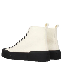 Beige Fabric High Top Sneakers