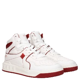 White Leather High Top Sneakers