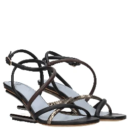 Multicolor Leather Flat Sandals