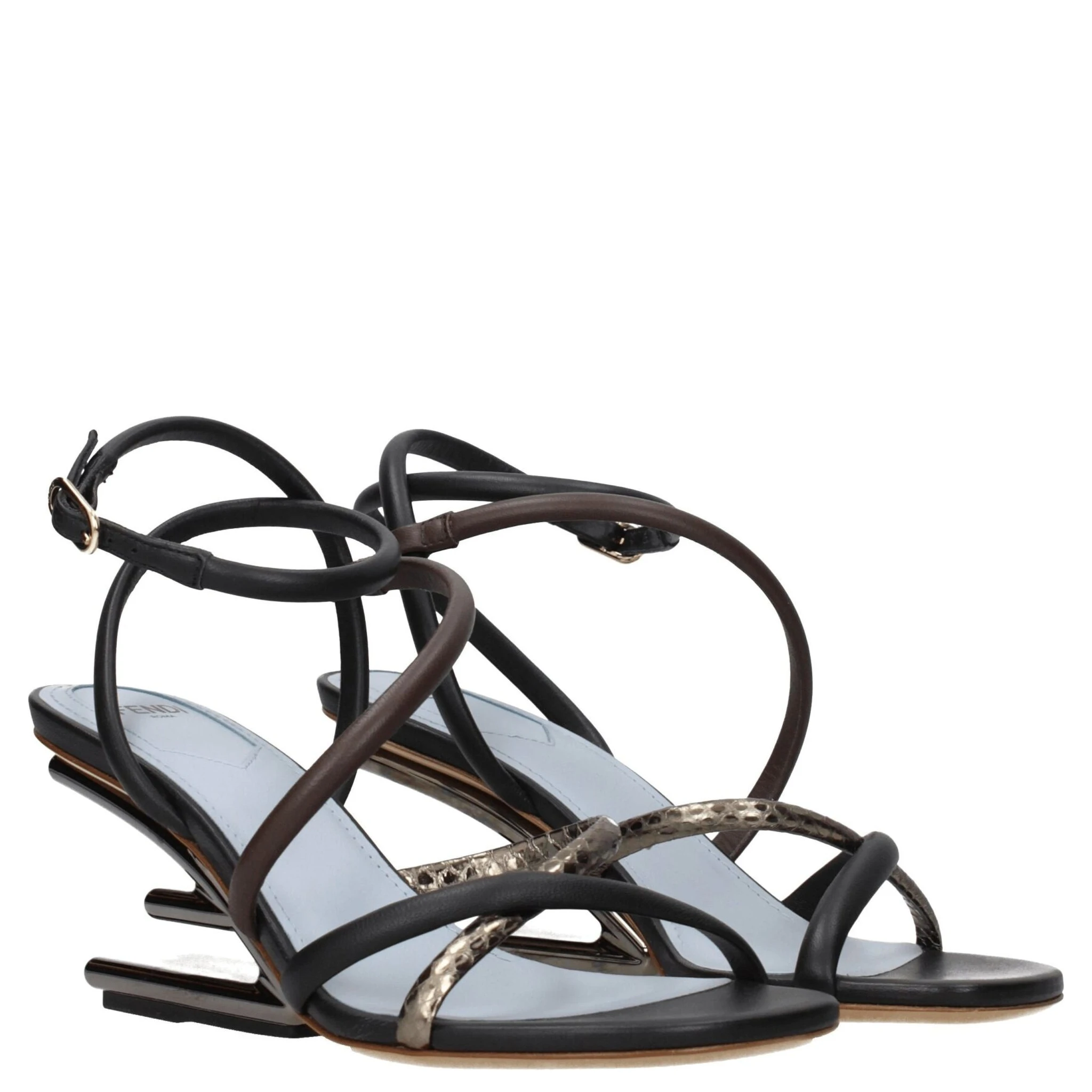 Multicolor Leather Flat Sandals
