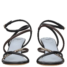 Multicolor Leather Flat Sandals