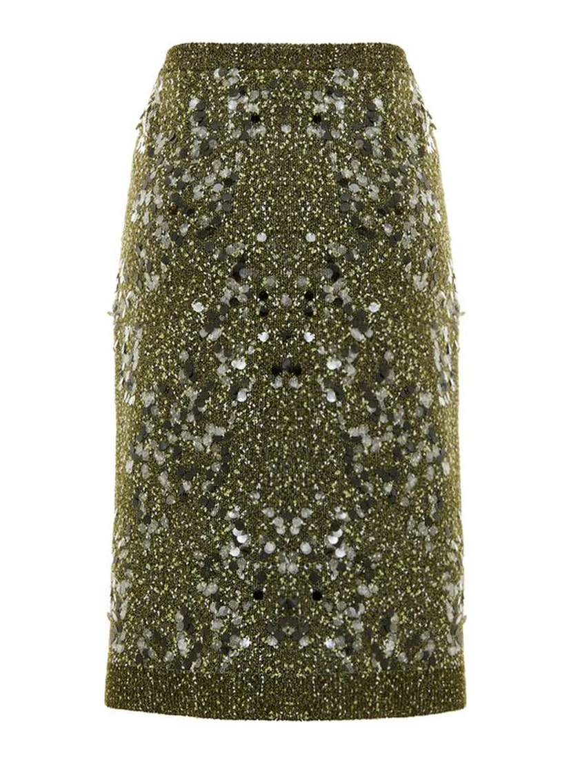Green Viscose Mini Skirt