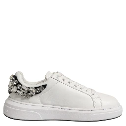 White Rhinestone Embellished Sneakers Shoes