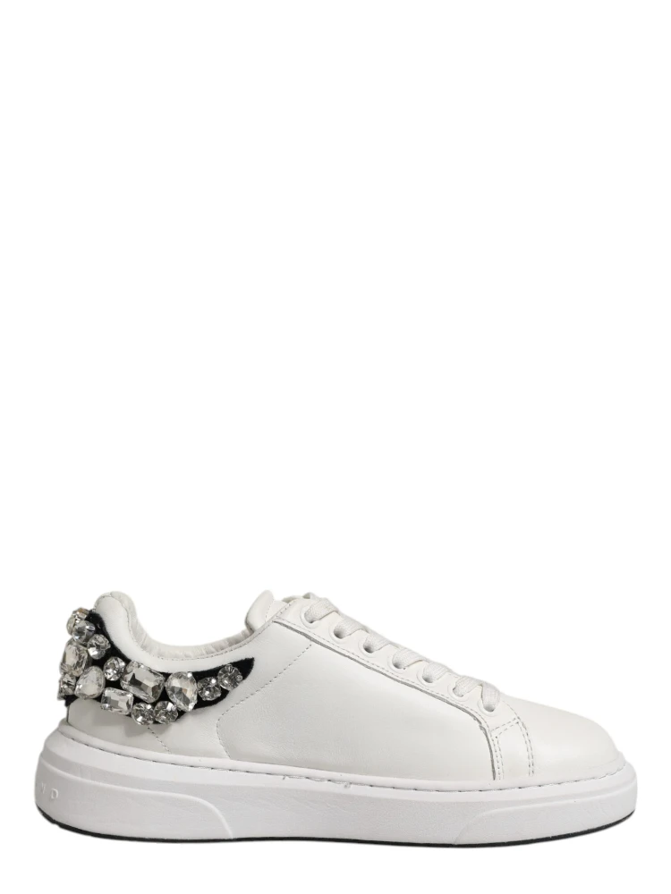 White Rhinestone Embellished Sneakers Shoes