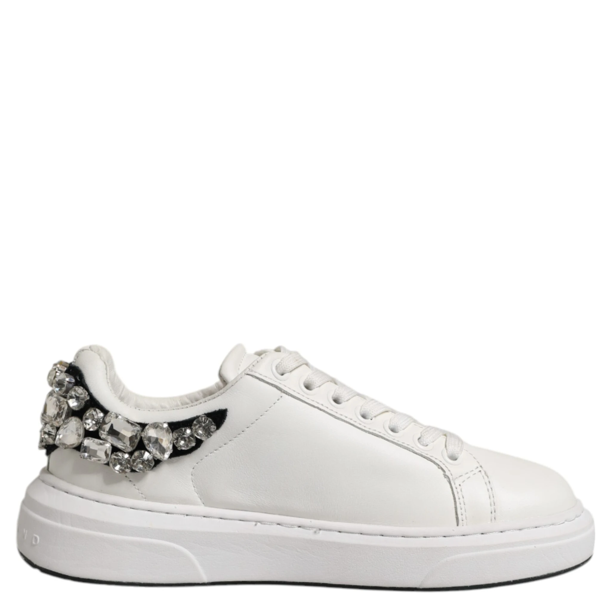 White Rhinestone Embellished Sneakers Shoes