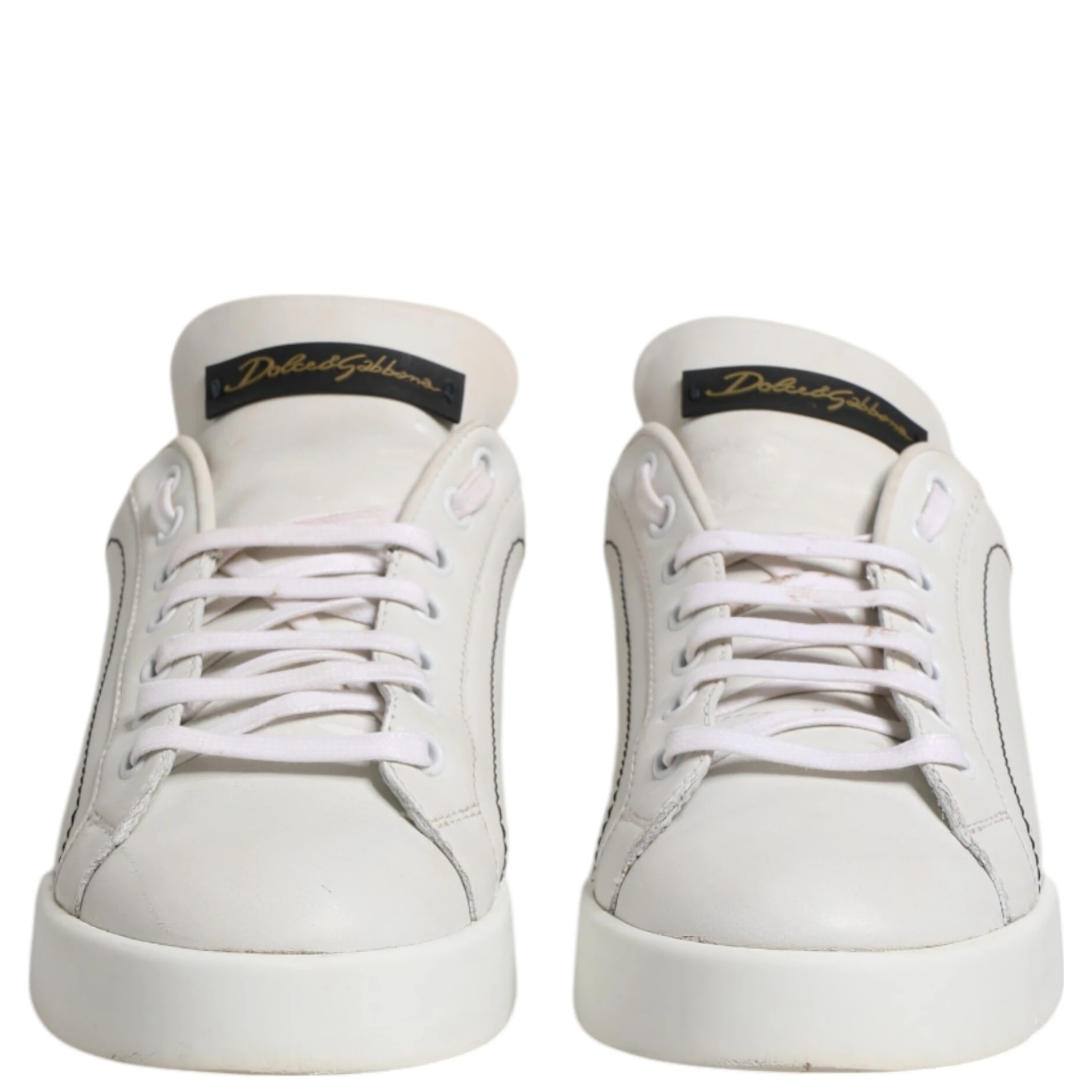 White Gold Leather Low Top Sneakers Shoes
