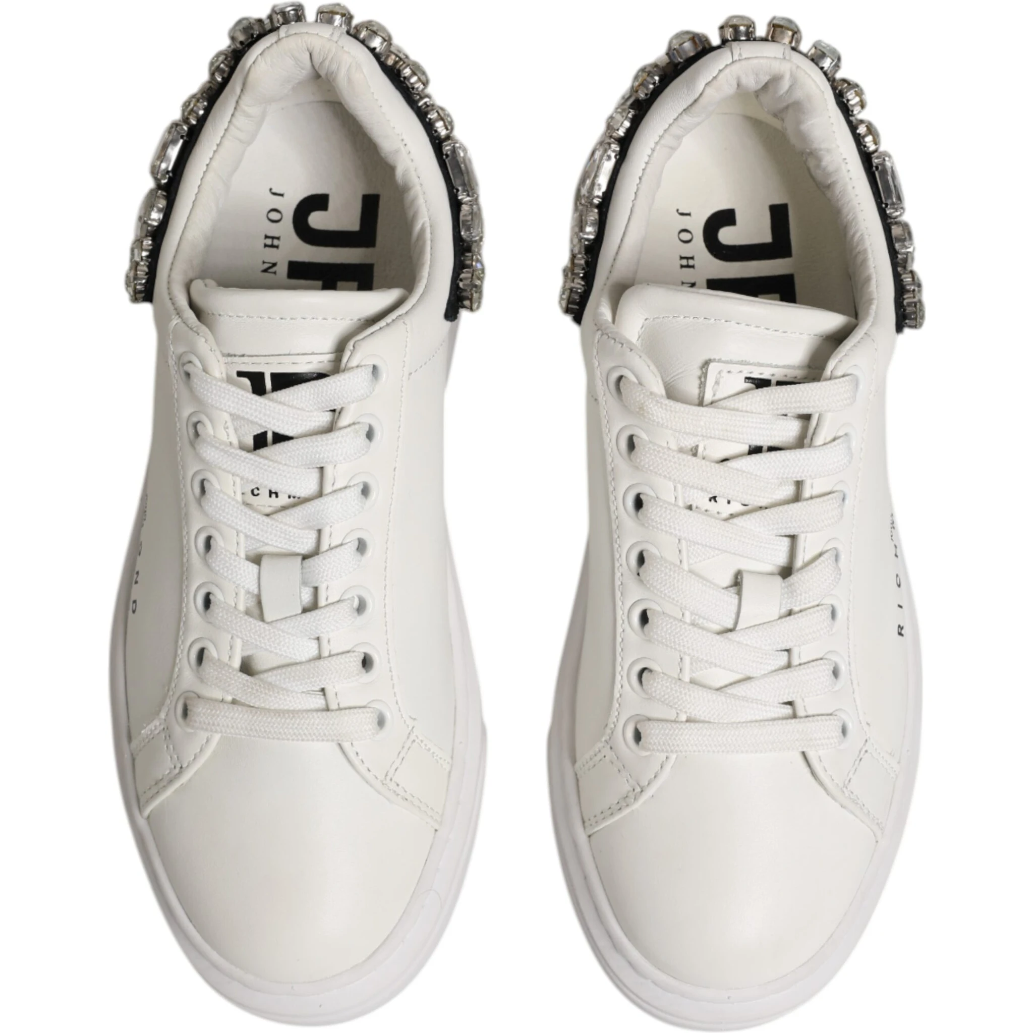 White Rhinestone Embellished Sneakers Shoes