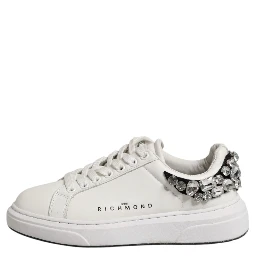 White Rhinestone Embellished Sneakers Shoes