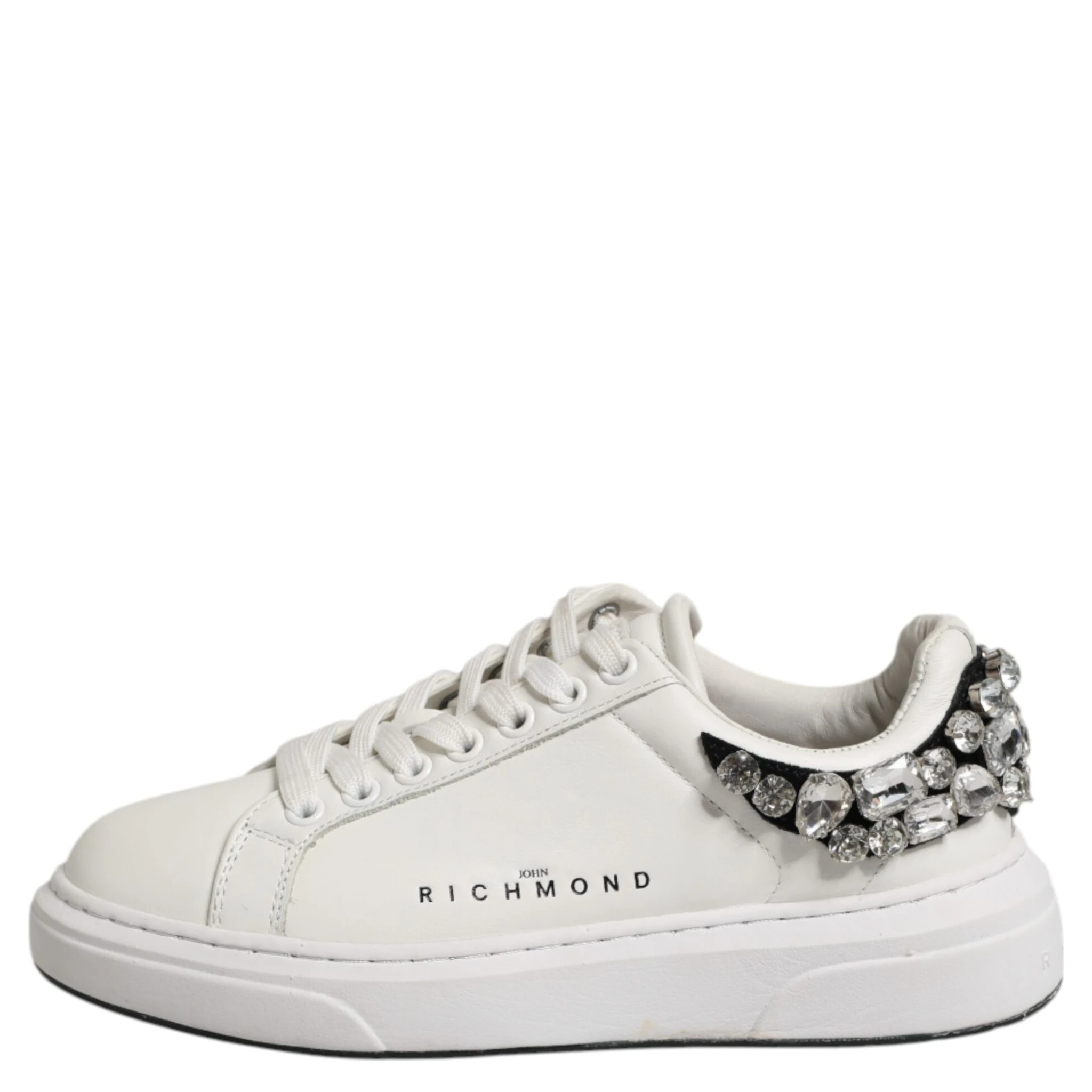 White Rhinestone Embellished Sneakers Shoes
