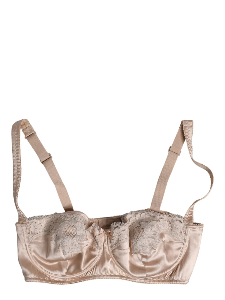 Biege Silk Underwired Balconette Bra Underwear