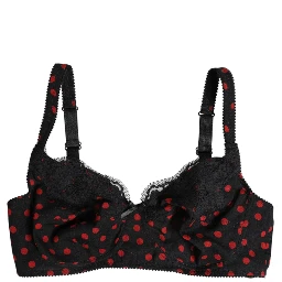 Black Red Polka Dot Underwired Balconette Underwear