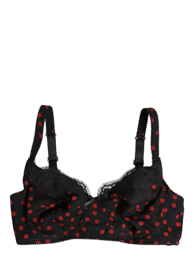 Black Red Polka Dot Underwired Balconette Underwear