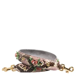 Multicolor Python Embellished Crystal Stud Shoulder Strap