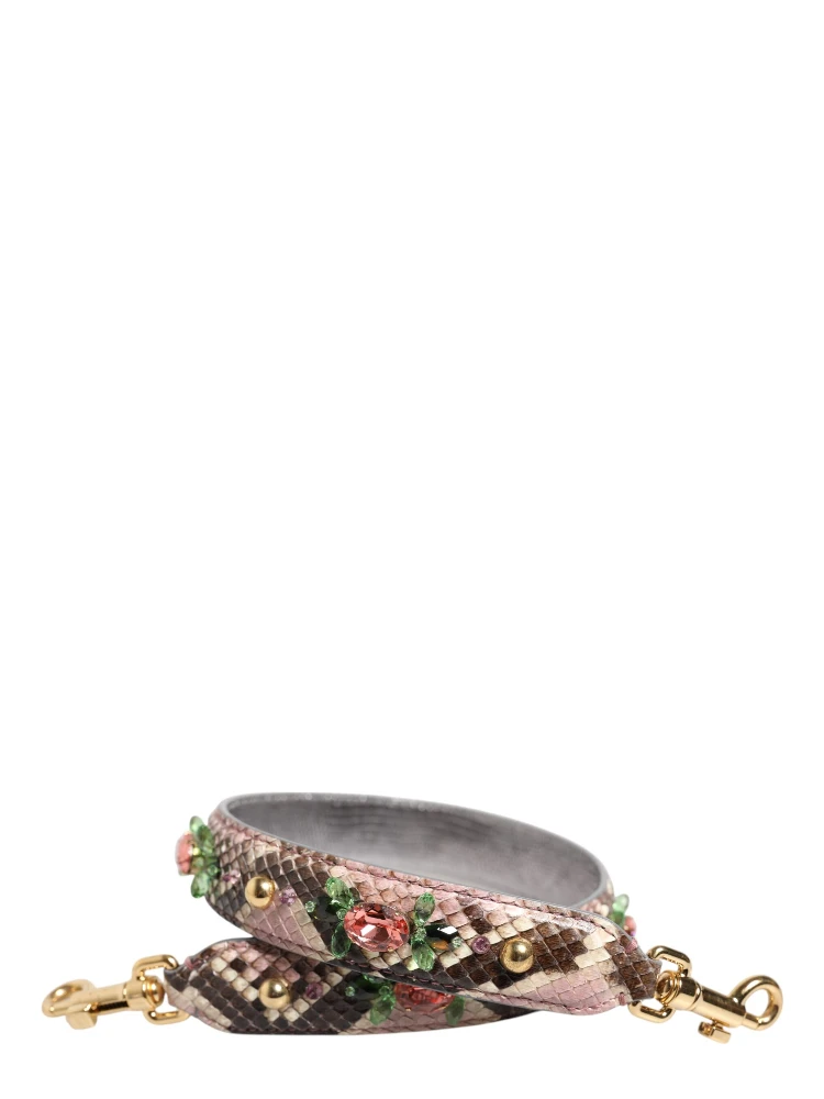 Multicolor Python Embellished Crystal Stud Shoulder Strap