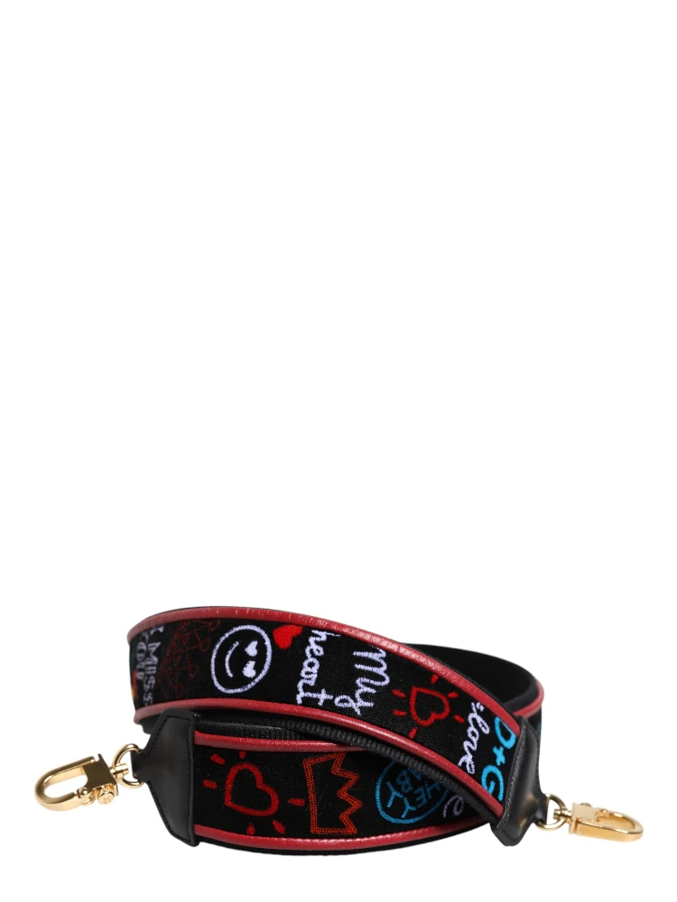 Black Cotton Printed Women Bag Accessory Shoulder Strap alternative