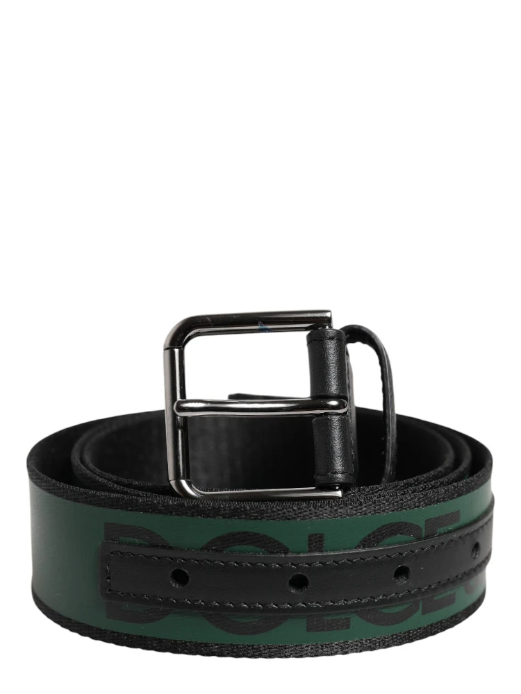 Green Black Polyester DG Logo Buckle Belt