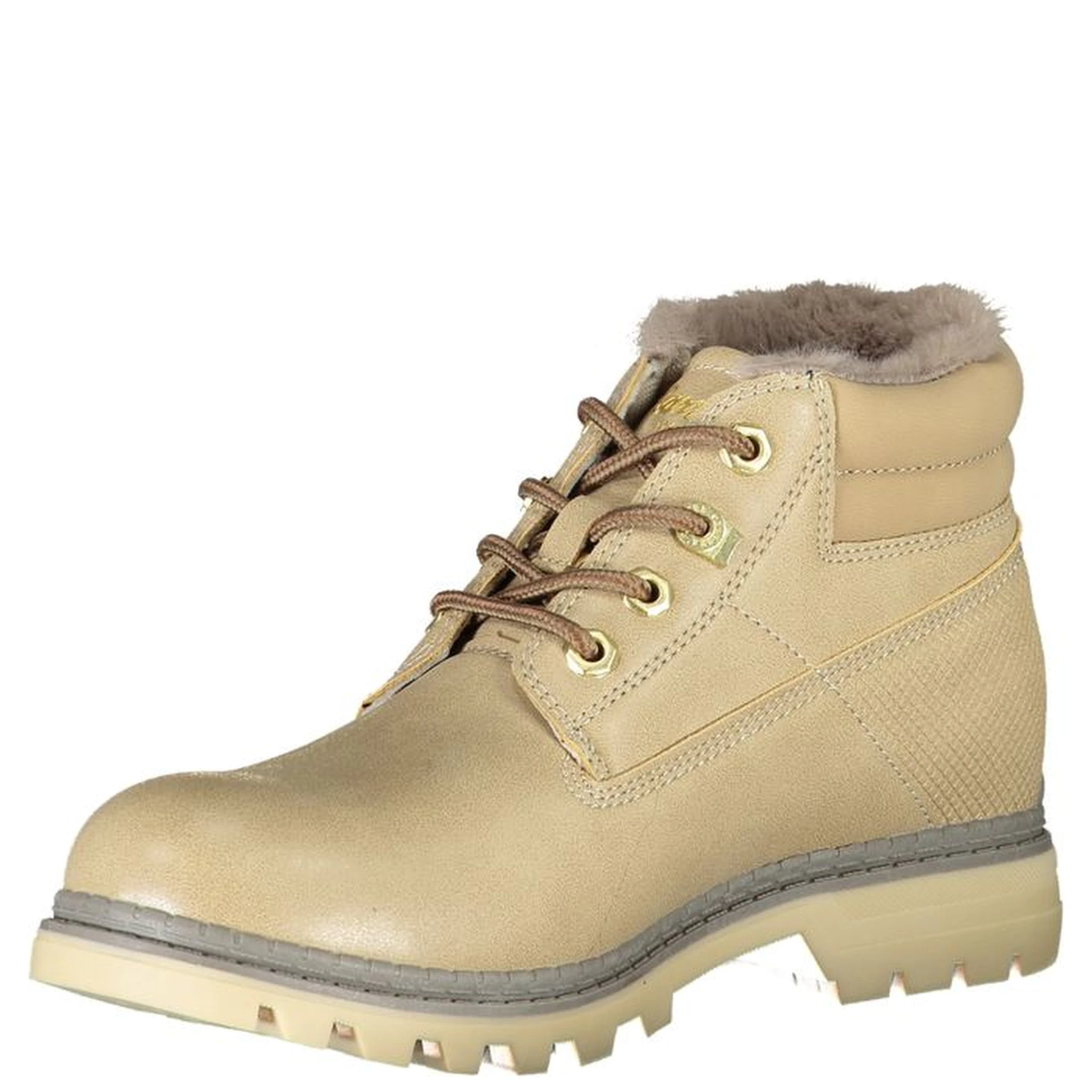 Beige Polyester Women Boot