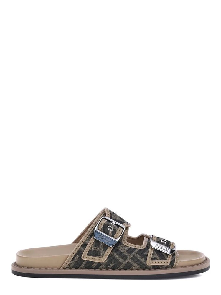 Brown Calf Leather Bos Taurus Flat Sandals