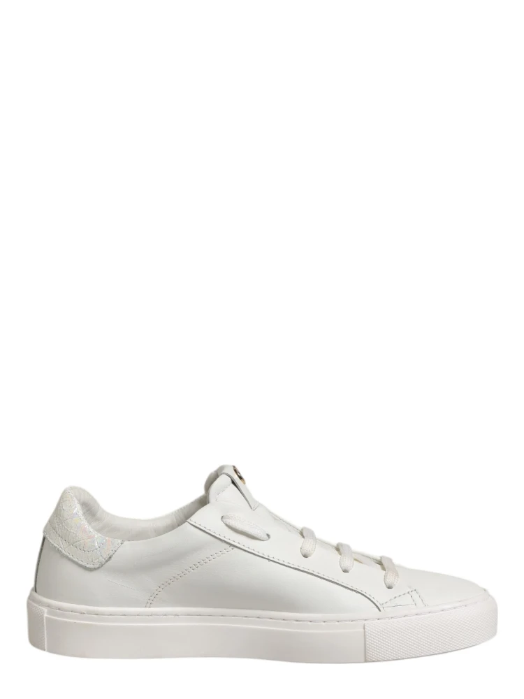White Leather Low Top Lace Up Sneakers Shoes