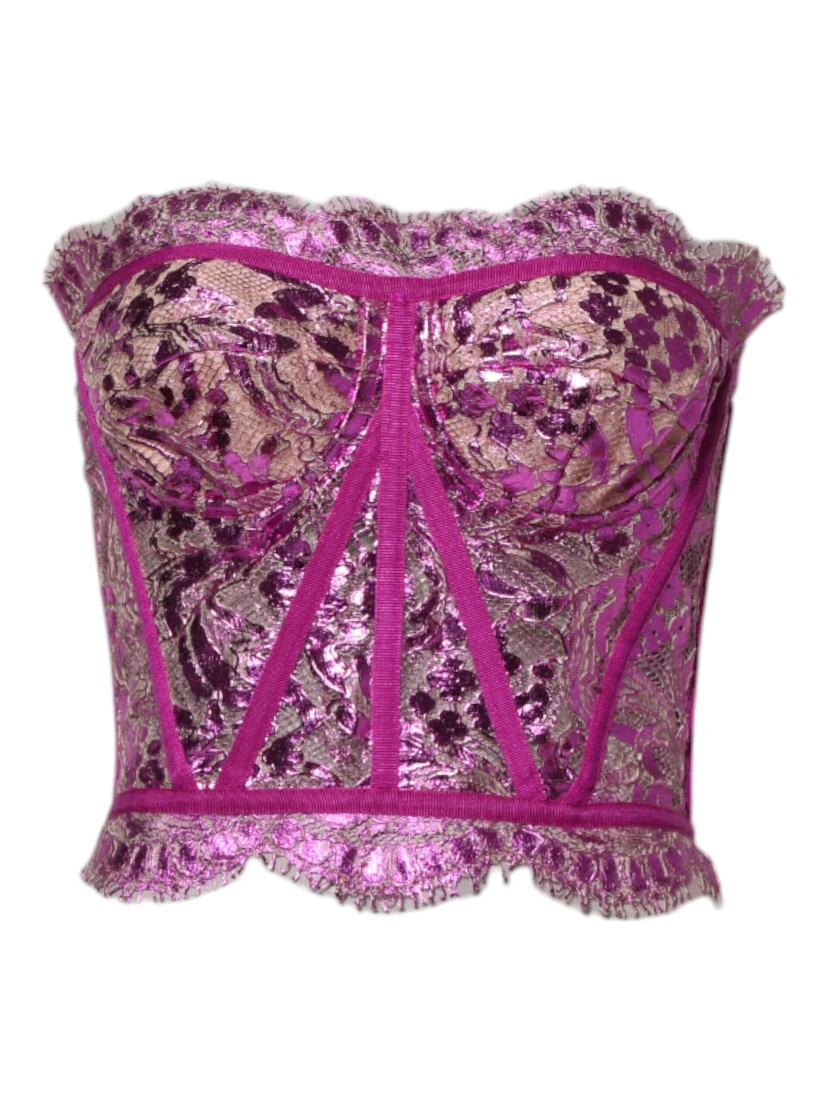 Pink Bustier Sleeveless Corset Blouse Top