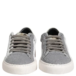 Gray Suede Low Top Lace Up Sneakers Shoes