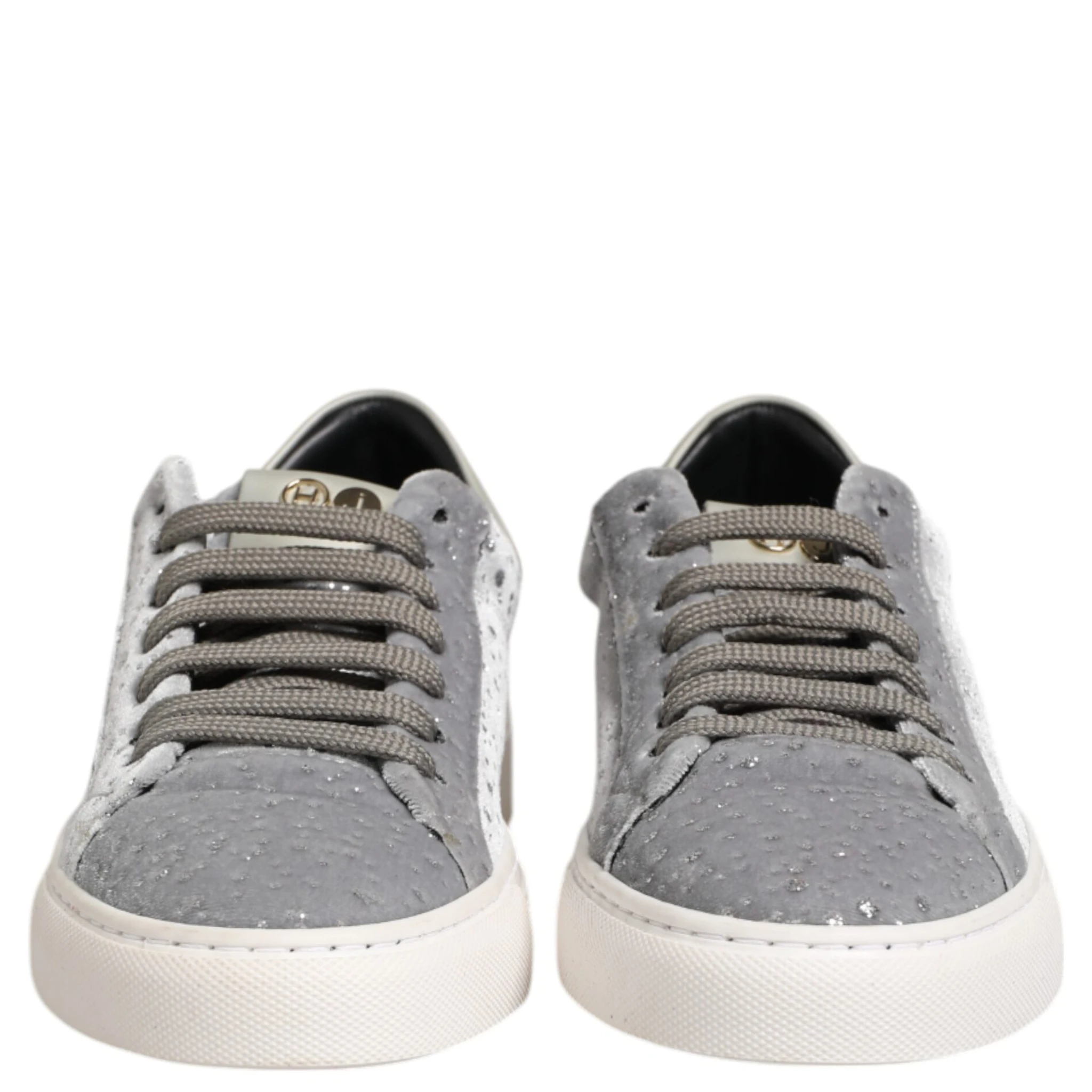 Gray Suede Low Top Lace Up Sneakers Shoes